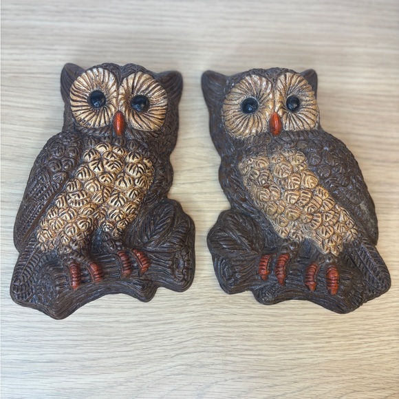 Homco Other - Vintage‎ Owl Wall Decor Set Rustic Woodland Accent